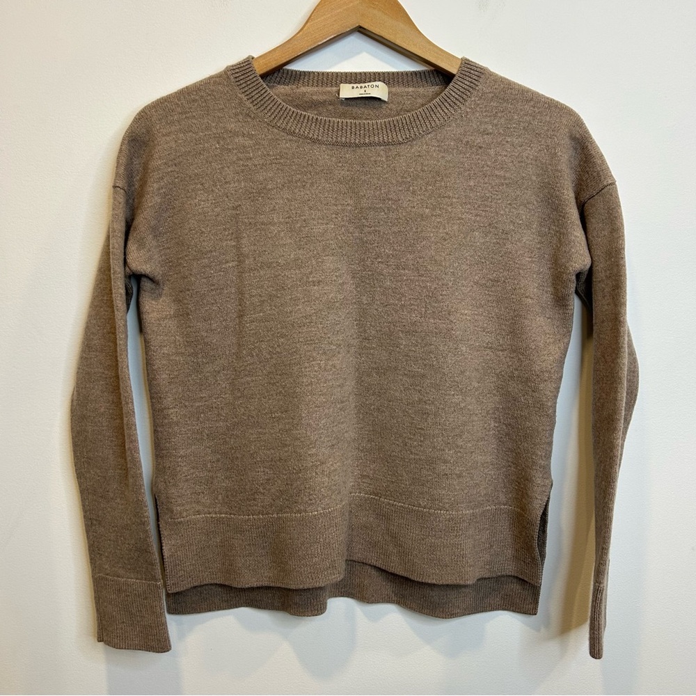 Aritzia Babaton Merino Wool Jacob’s Crewneck Sweater Light Brown